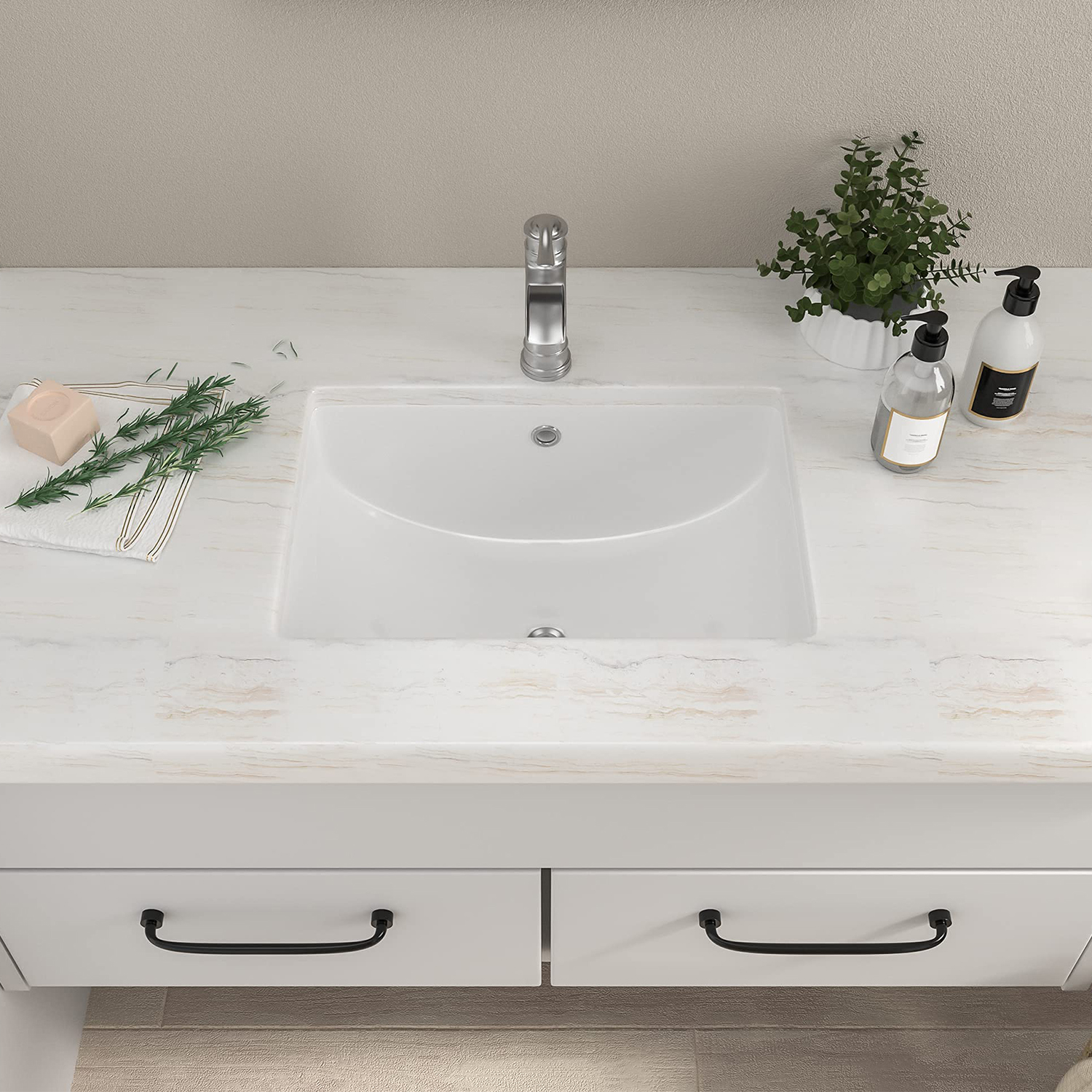 Lavabo rettangolare sottopiano per lavabo Lavelli da bagno in ceramica con pezzi di ricambio gratuiti