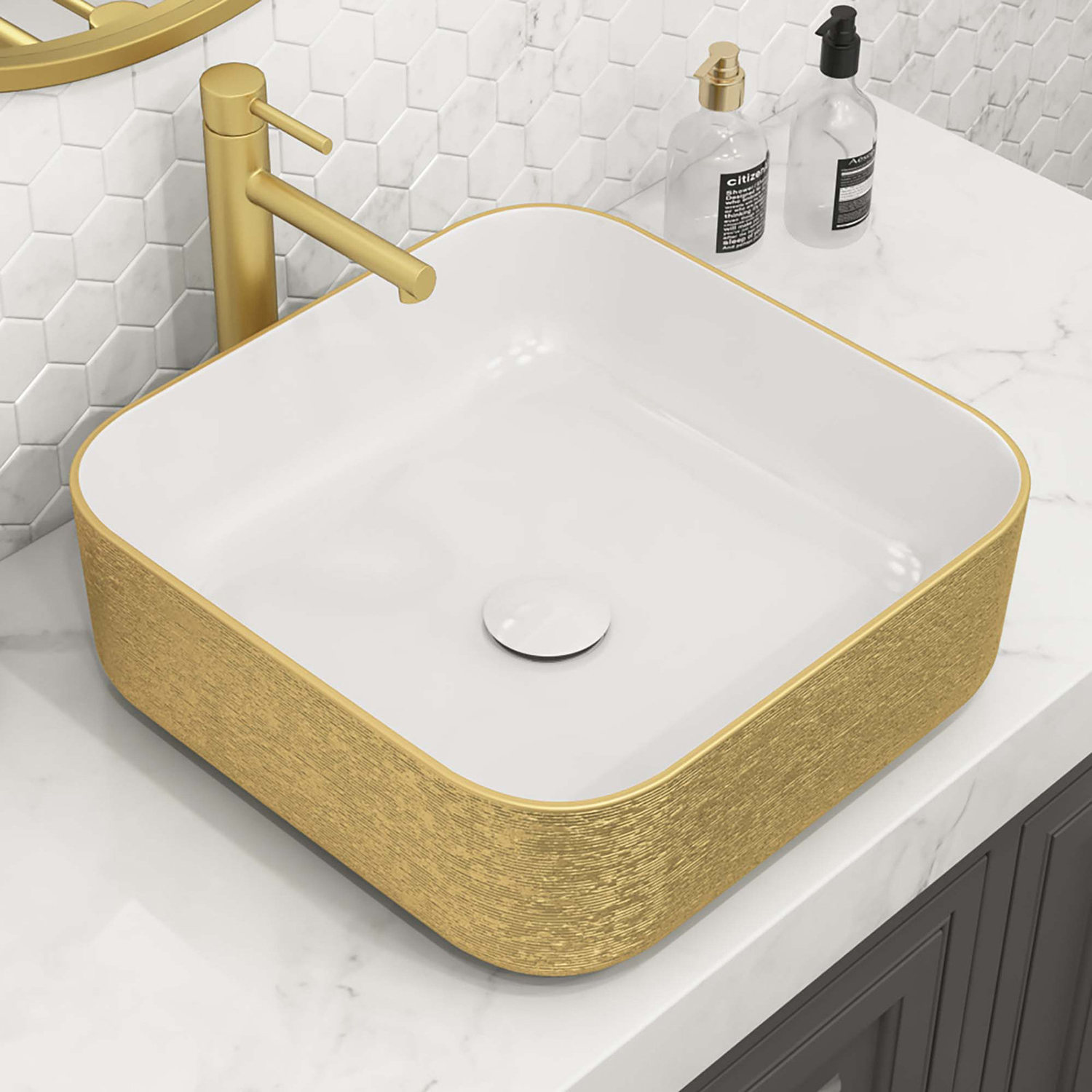 Lavabo reale di lusso Lavabo da appoggio Lavabo in ceramica artistica Lavandino da bagno dorato Lavabo a mano placcato oro