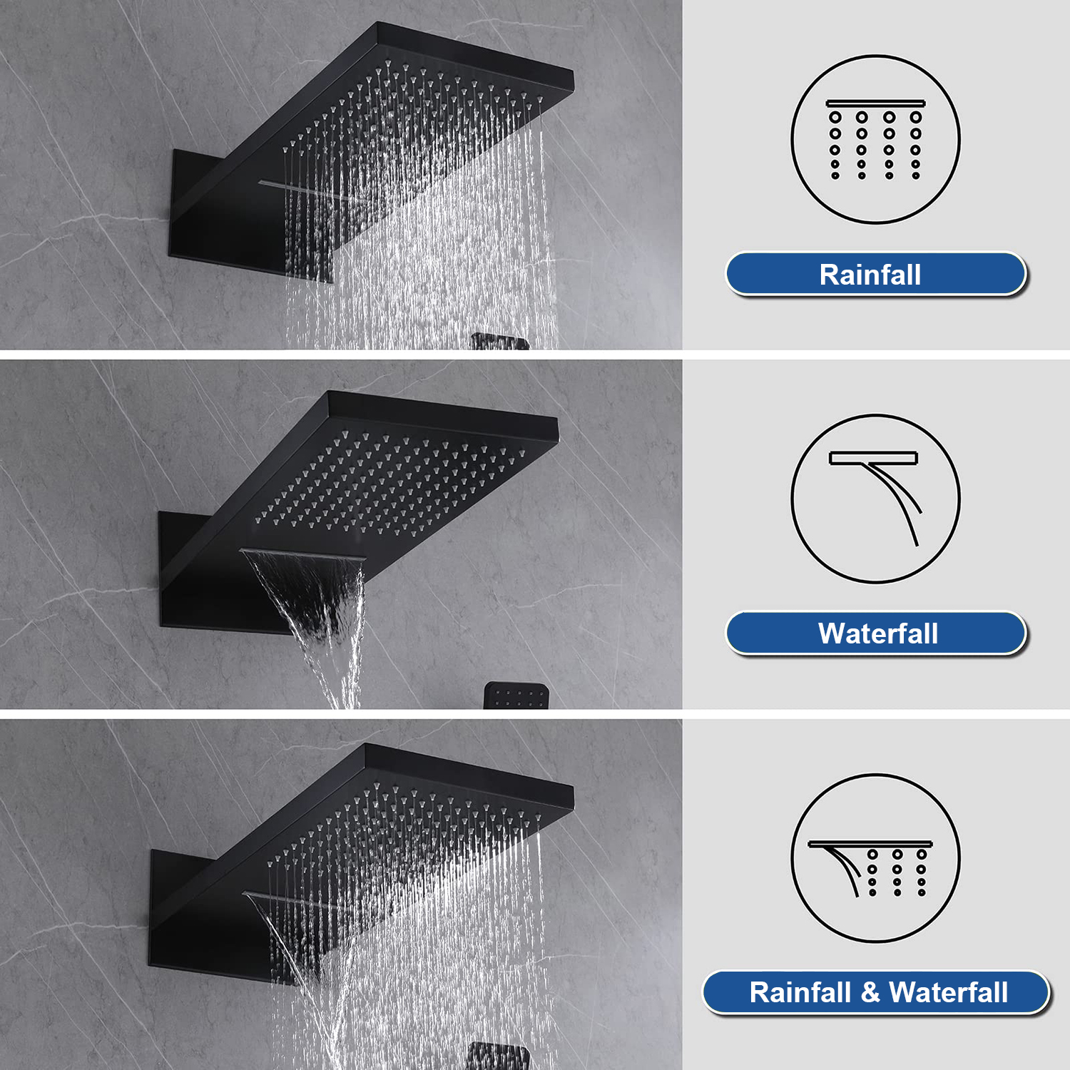 Sistema di soffione doccia a pioggia montato a parete in fabbrica in Cina con valvola miscelatrice termostatica e set combinato doccia portatile