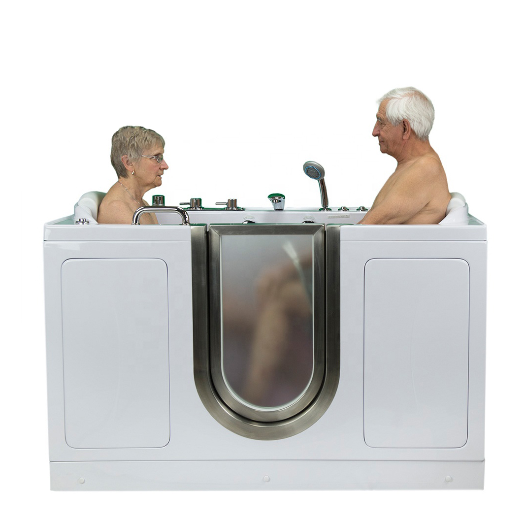 Vasca da bagno senza idromassaggio a 2 posti, standard americano, senza idromassaggio, di colore bianco, per disabili e anziani