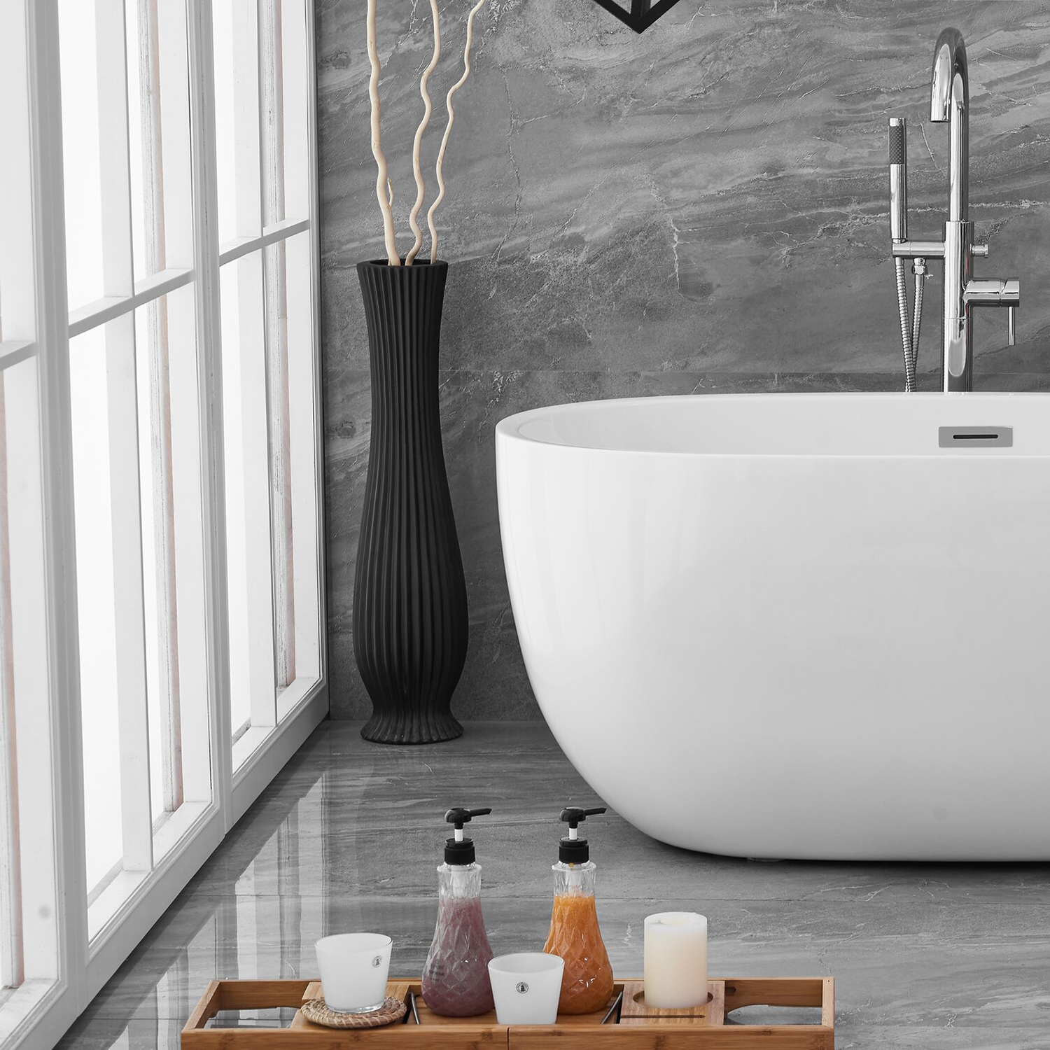 Vasca da bagno indipendente in pietra artificiale con bordo sottile in stile popolare, vasca da bagno indipendente con superficie solida acrilica per hotel