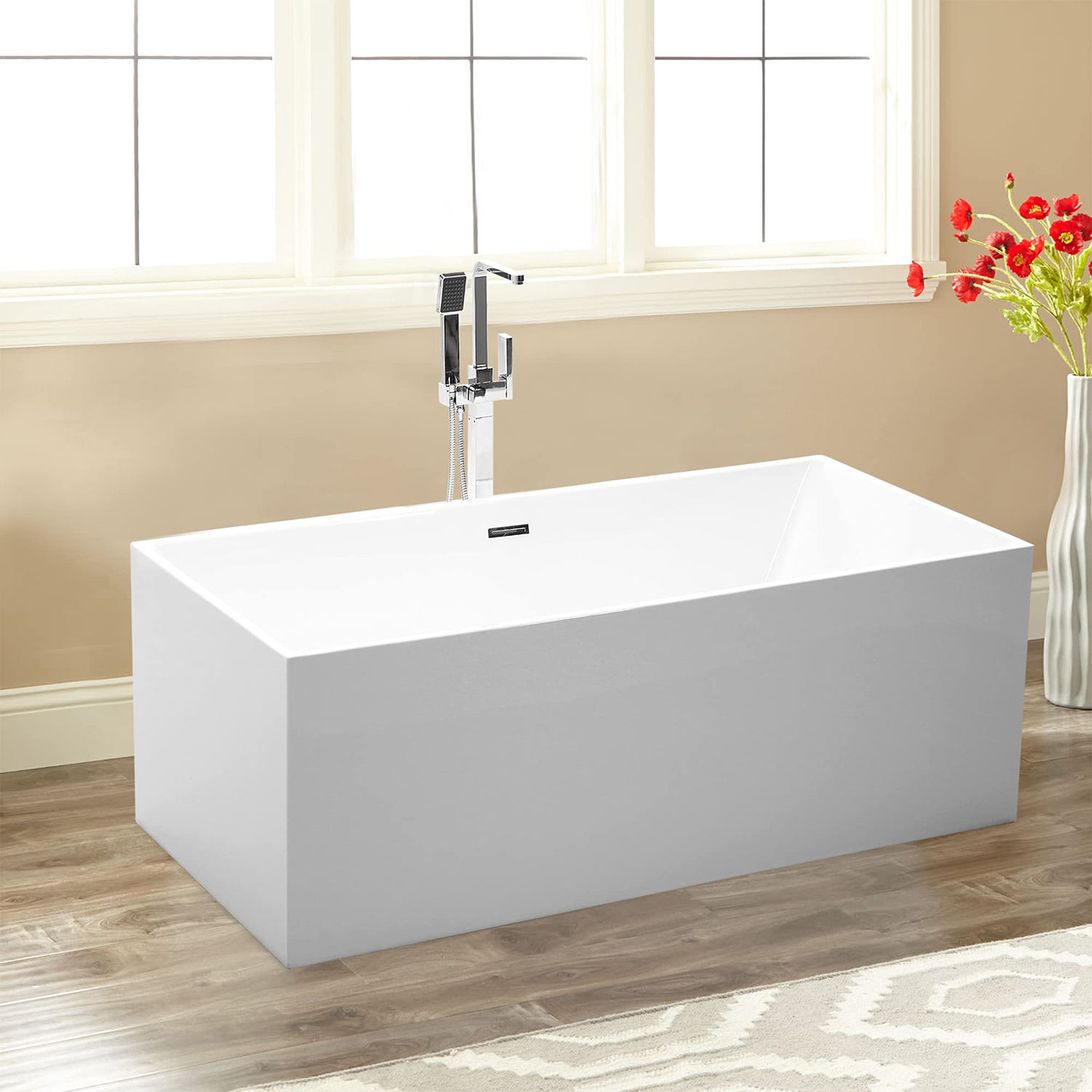 Vasca da bagno moderna personalizzata personalizzata, vasca da bagno di lusso in Nord America, vasca da bagno a immersione in acrilico bianco