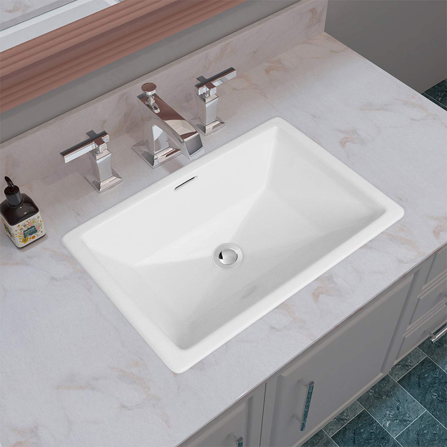 Lavabo da semi-piano / sottopiano produttore cinese Lavabo in ceramica Rectangle Vessel