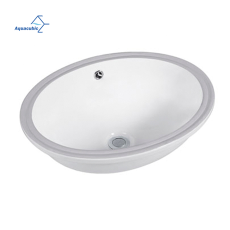 Lavabo da bagno sottopiano OEM rotondo in ceramica semplice di alta qualità per bagno