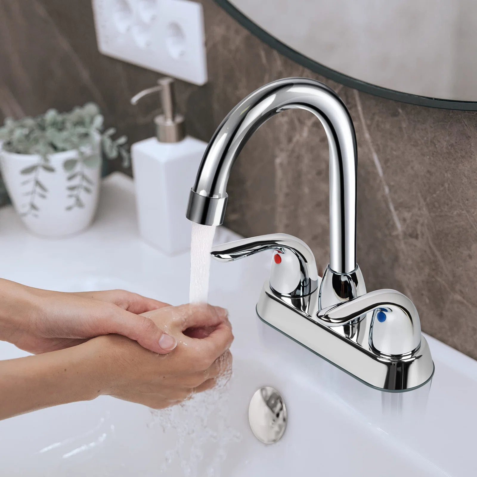 CUPC diffuso 4 pollici Centerset 2 maniglie rubinetto per lavabo bagno rubinetti miscelatori acqua per bagno