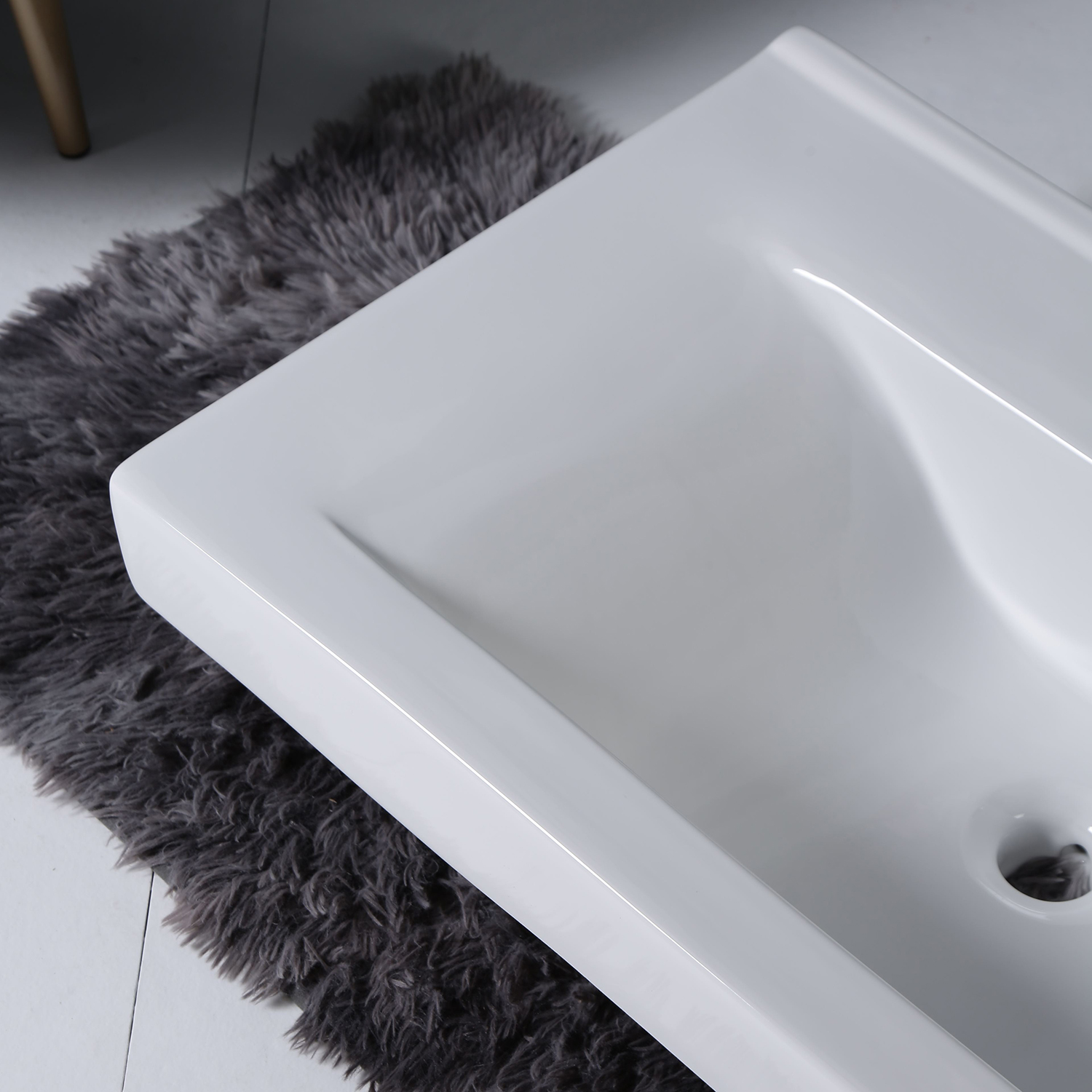 Lavandini per bagno in ceramica spessa popolare negli Stati Uniti Piano lavabo rettangolare da 24 pollici e 47 pollici per bagno