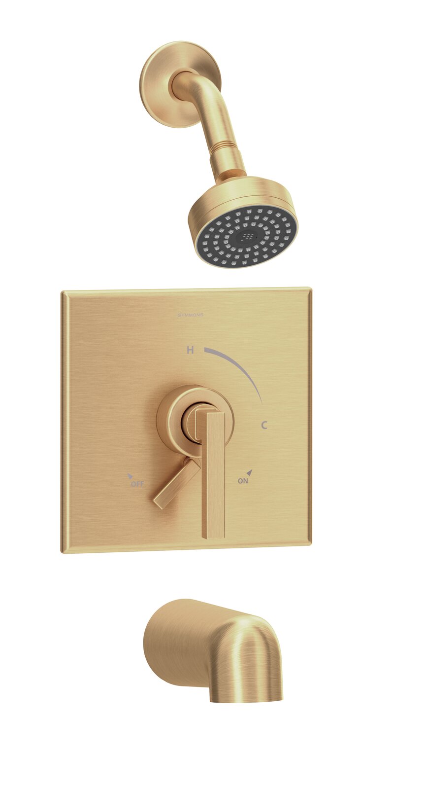 Rubinetto per vasca e doccia completo con montaggio a parete in oro spazzolato Aquacubic