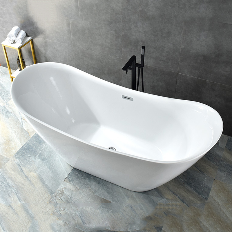 Riparazione facile Vasca da bagno indipendente in superficie solida acrilica pura da 1700 mm per appartamenti a forma di mezzaluna