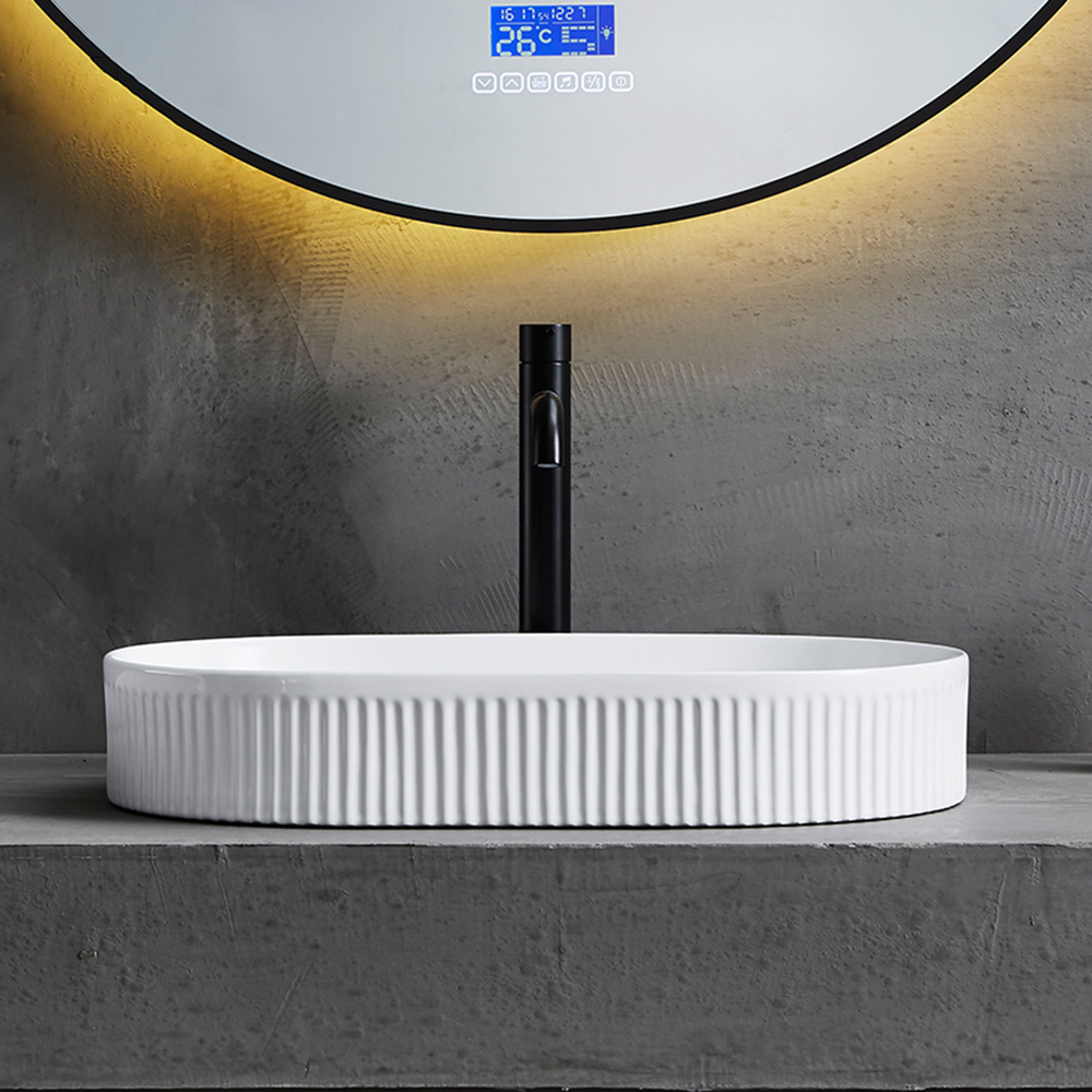 Lavabo da bagno artistico Lavabo ovale in stile nordico semplice Lavabi per mani da bagno per hotel e casa