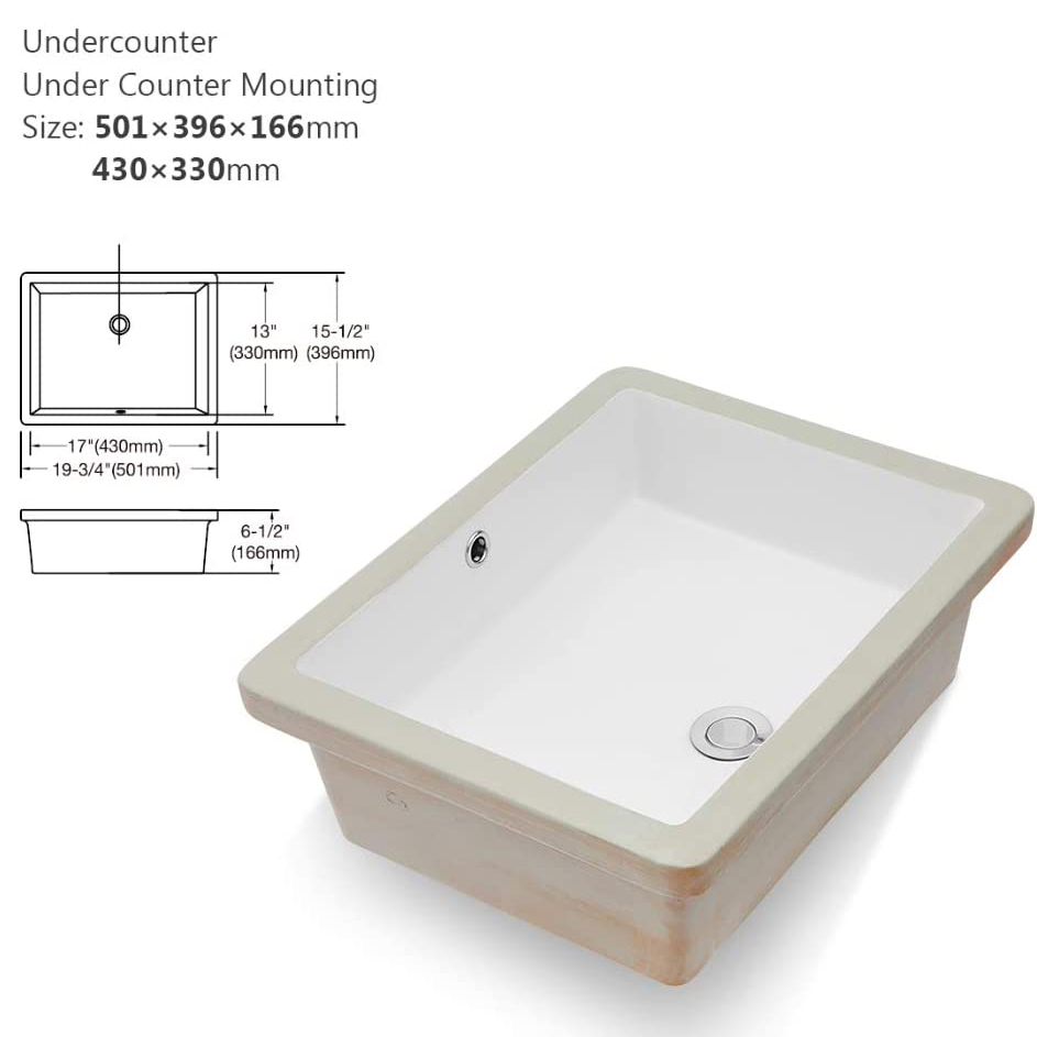 Lavabo sottopiano rettangolare in ceramica CUPC di alto livello del produttore cinese