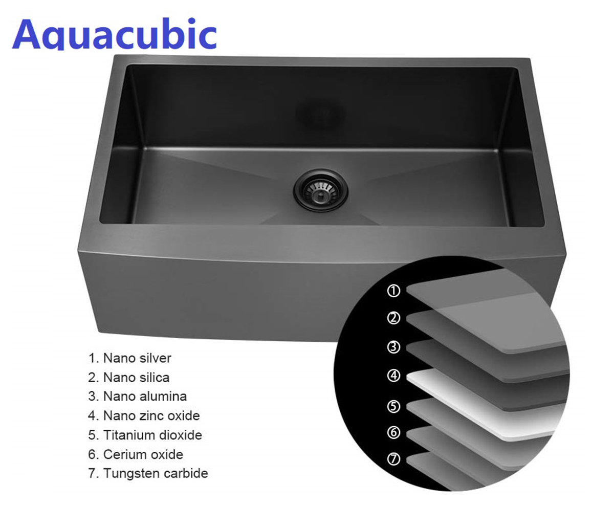 Lavello da cucina per fattoria a vasca singola certificato Aquacubic CUPC nero canna di fucile