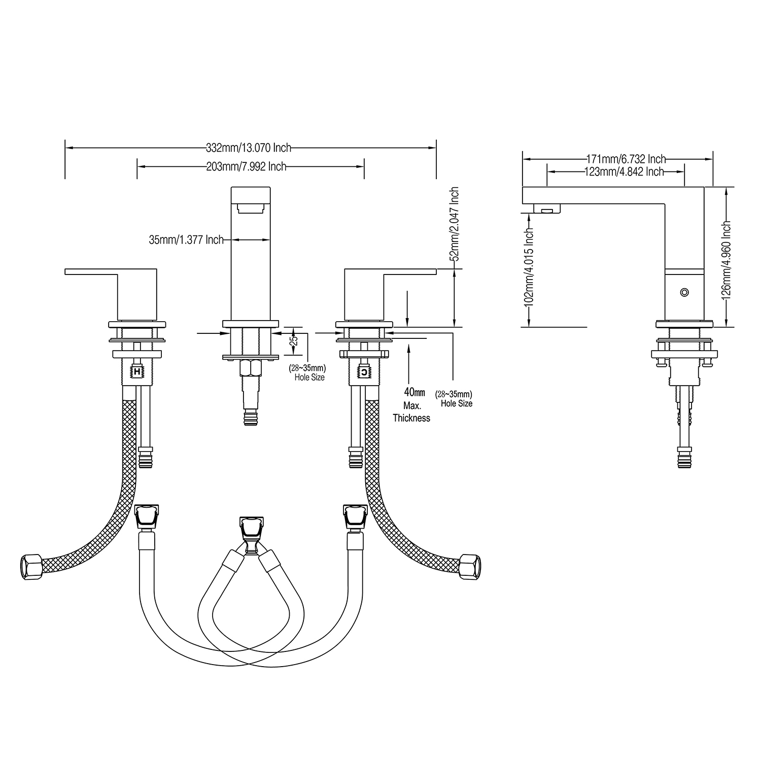 Rubinetto per lavabo / rubinetto dell'acqua diffuso in lega di metallo ibrido con doppie maniglie