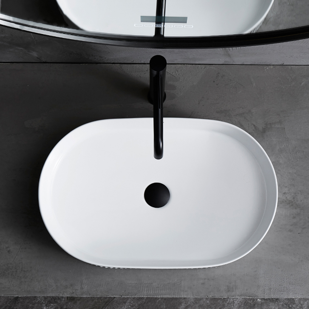 Lavabo da bagno artistico Lavabo ovale in stile nordico semplice Lavabi per mani da bagno per hotel e casa