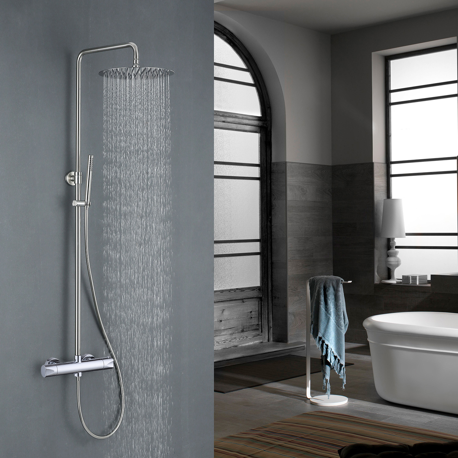 Set di rubinetti per doccia termostatici cromati di lusso Set doccia per bagno