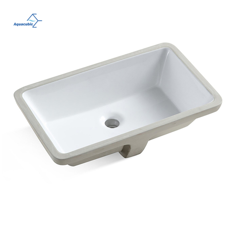 Lavandino da bagno sottopiano rettangolare in ceramica bianco di lusso da bagno, lavabo sottopiano, lavabo da hotel