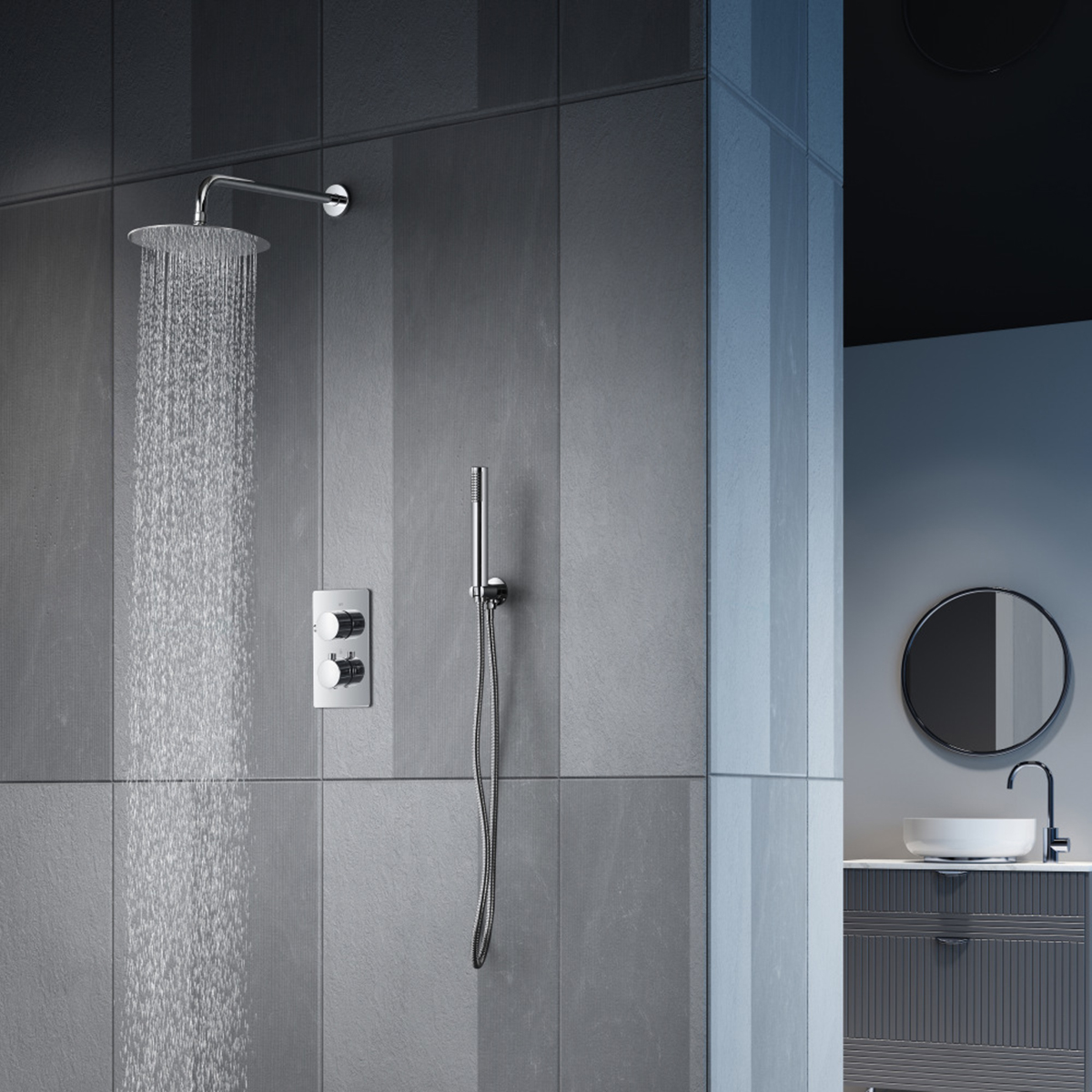 Set sistema doccia da bagno di lusso in ottone nascosto da 10 pollici e valvola miscelatrice termostatica