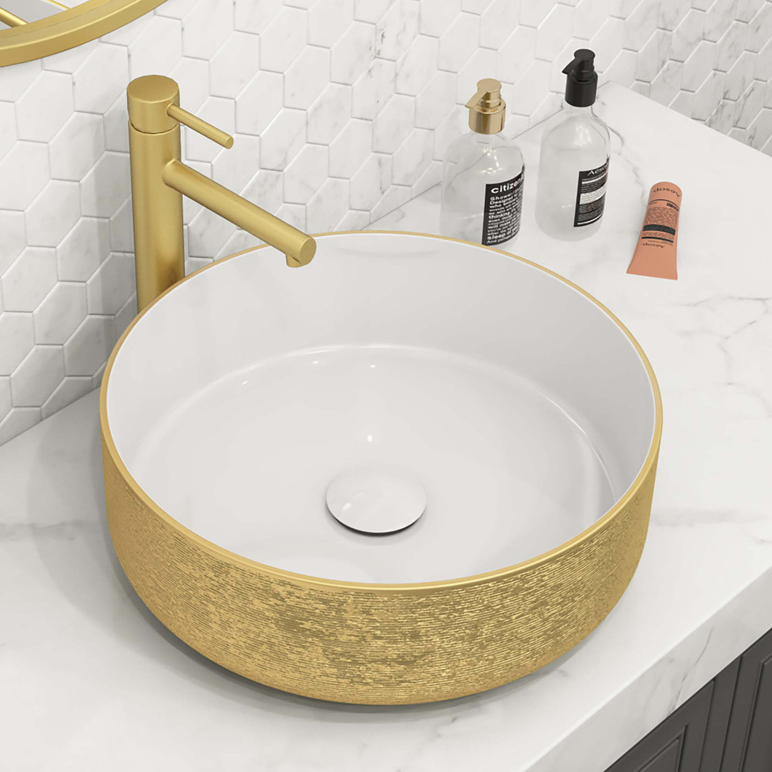 Lavabo reale di lusso Lavabo da appoggio Lavabo in ceramica artistica Lavandino da bagno dorato Lavabo a mano placcato oro