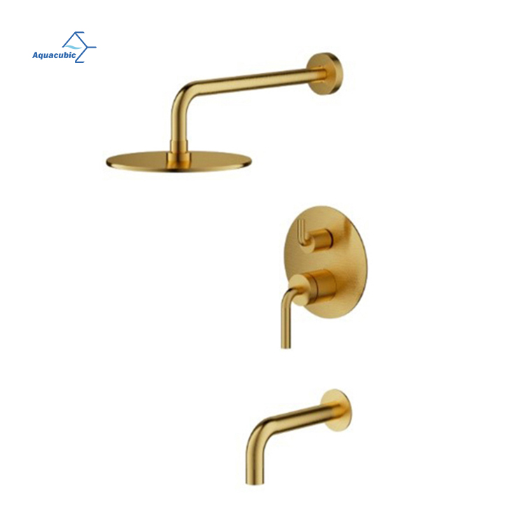 Rubinetto per lavabo a tre fori con finitura in oro spazzolato stile europeo, rubinetto con doppia maniglia, rubinetteria da bagno a tre fori in ottone