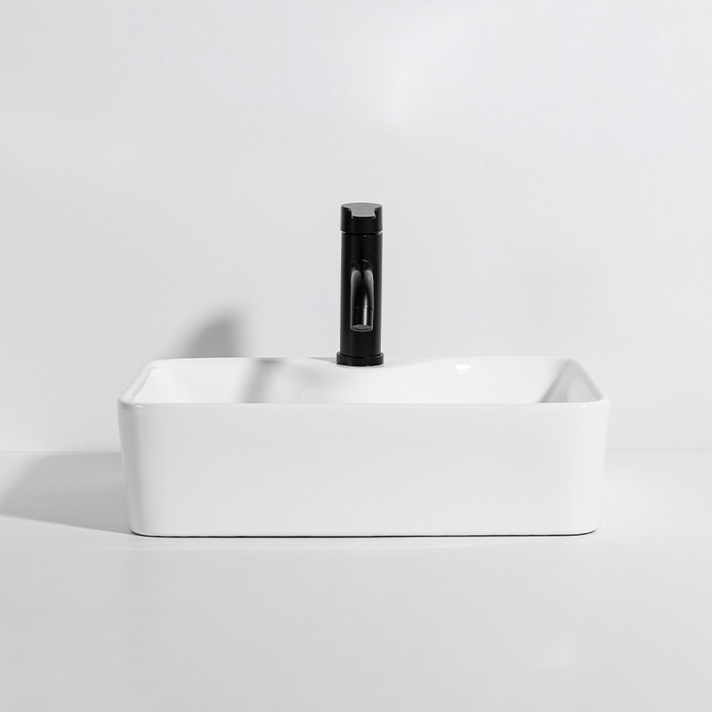 Sanitari Lavabo in ceramica artistica a mano Lavabo da bagno Lavabo da appoggio rettangolare per vanità del bagno