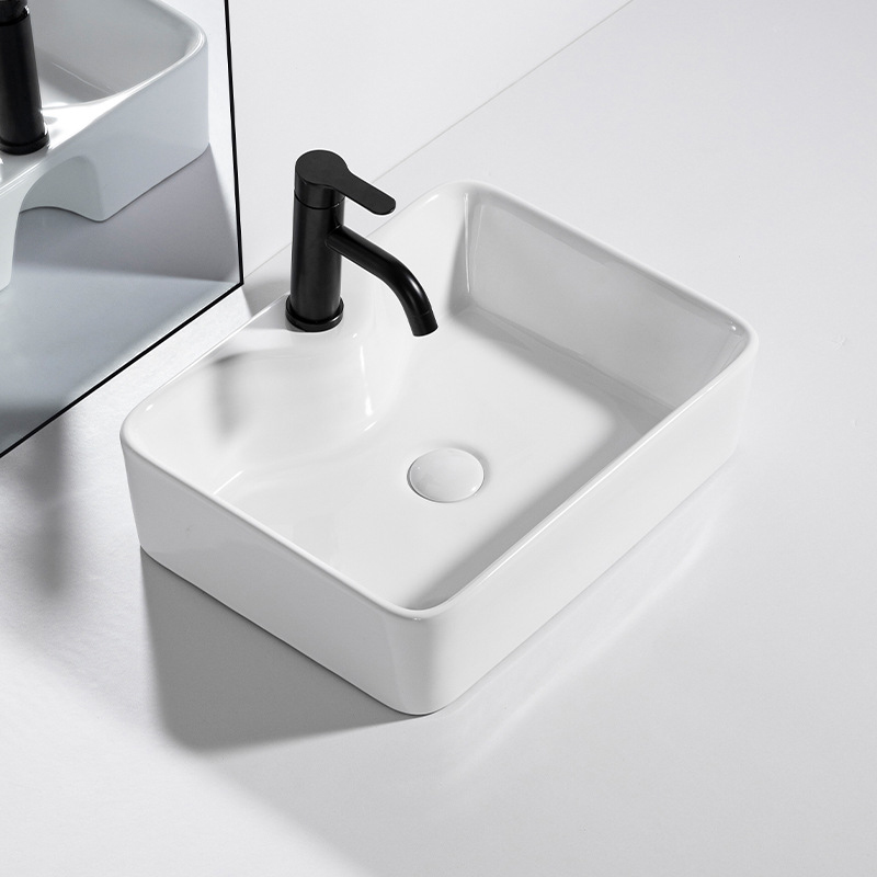 Sanitari Lavabo in ceramica artistica a mano Lavabo da bagno Lavabo da appoggio rettangolare per vanità del bagno