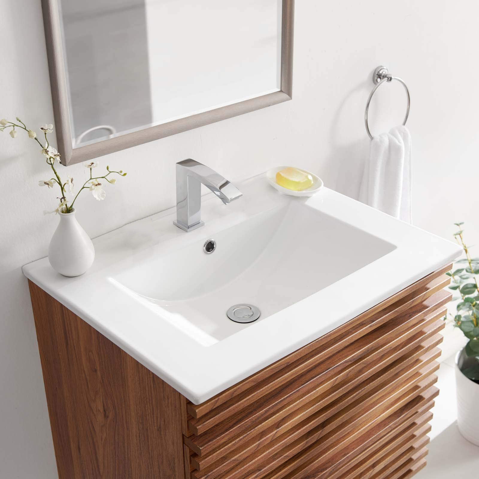 CUPC Factory Rettangolare sopra il bancone Lavabo per mobile da bagno a vasca singola in ceramica bianca