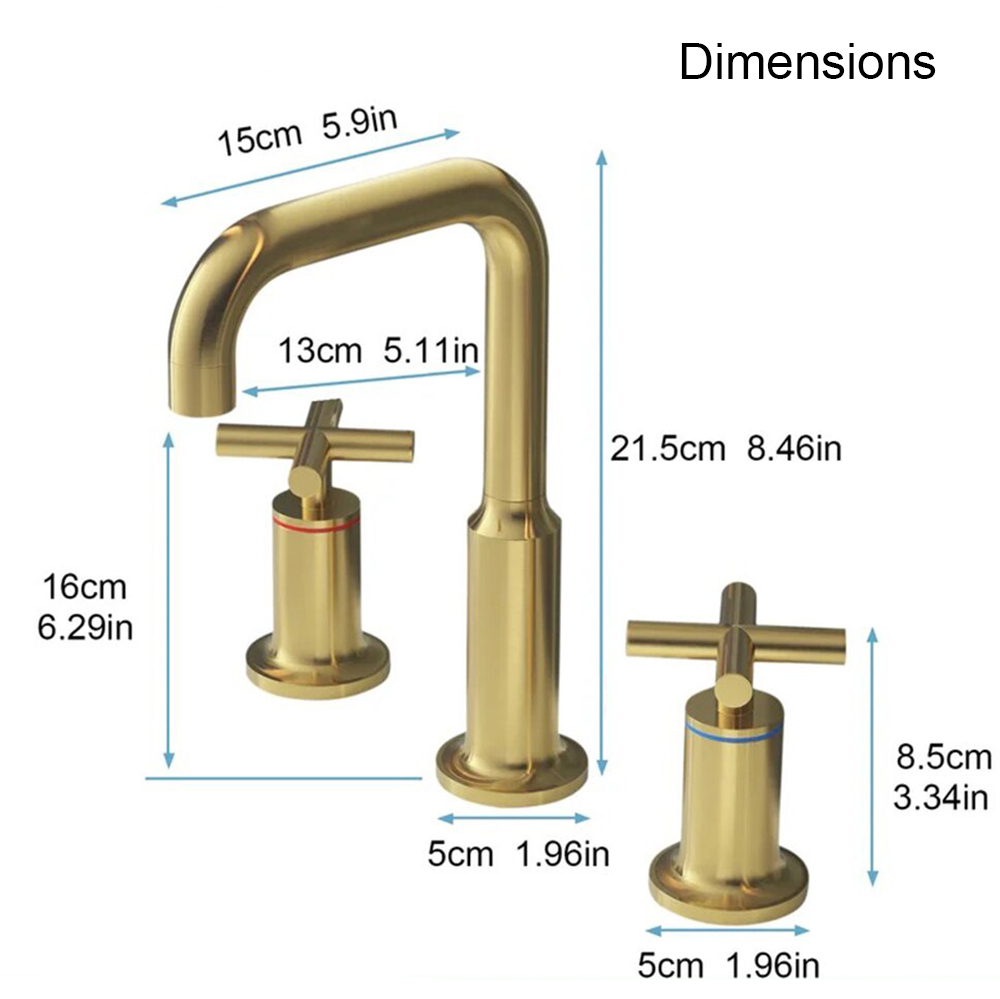 Rubinetto per lavabo e bagno diffuso in ottone massiccio cromato a 3 fori di vendita calda di Aquacubic