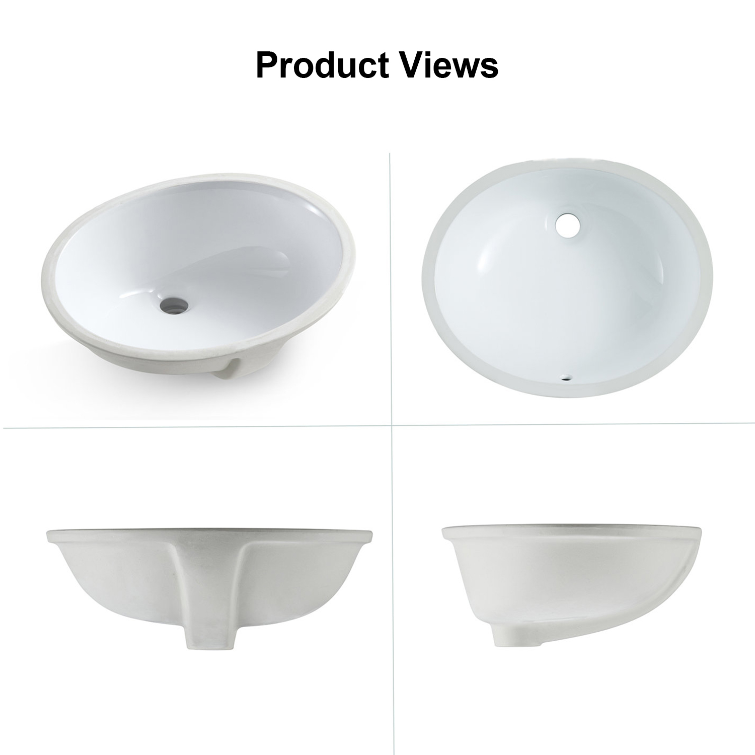 Lavabo da bagno ovale sottopiano in porcellana smaltata Aquacubic Vanity Ceramic Vessel