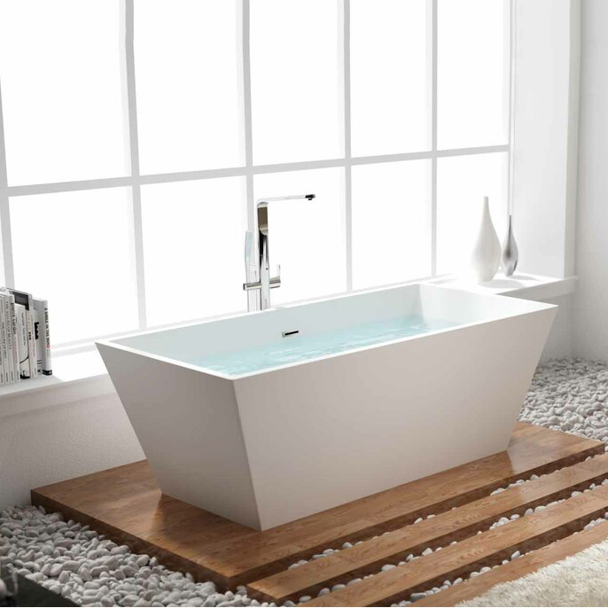 Vasca da bagno SPA da immersione in acrilico dal design contemporaneo di lusso da 67 pollici con troppopieno e scarico