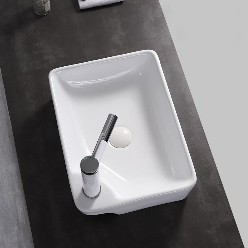 Lavandino da bagno con lavabo da appoggio rettangolare personalizzato in colore bianco smaltato