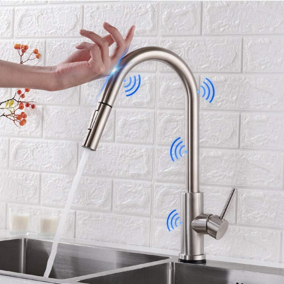 Rubinetti da cucina Aquacubic CUPC certificati CE con sensore tattile Smart Sense con spruzzatore a discesa