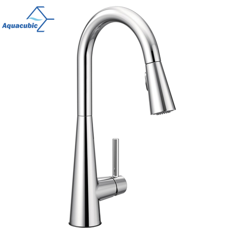 Produttore cUPC Ottone senza piombo nsf 61-9 Miscelatore acqua monocomando Rubinetto da cucina con superficie cromata estraibile