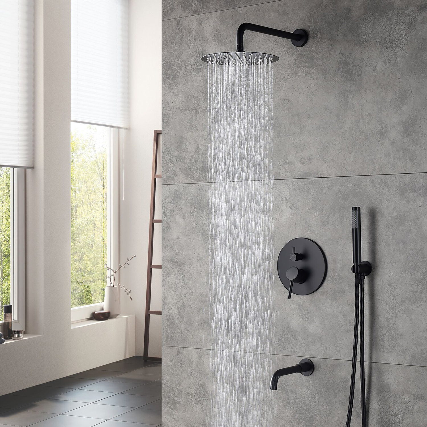 Sistema doccia Aquacubic Black Shower Faucet con soffione doccia a mano