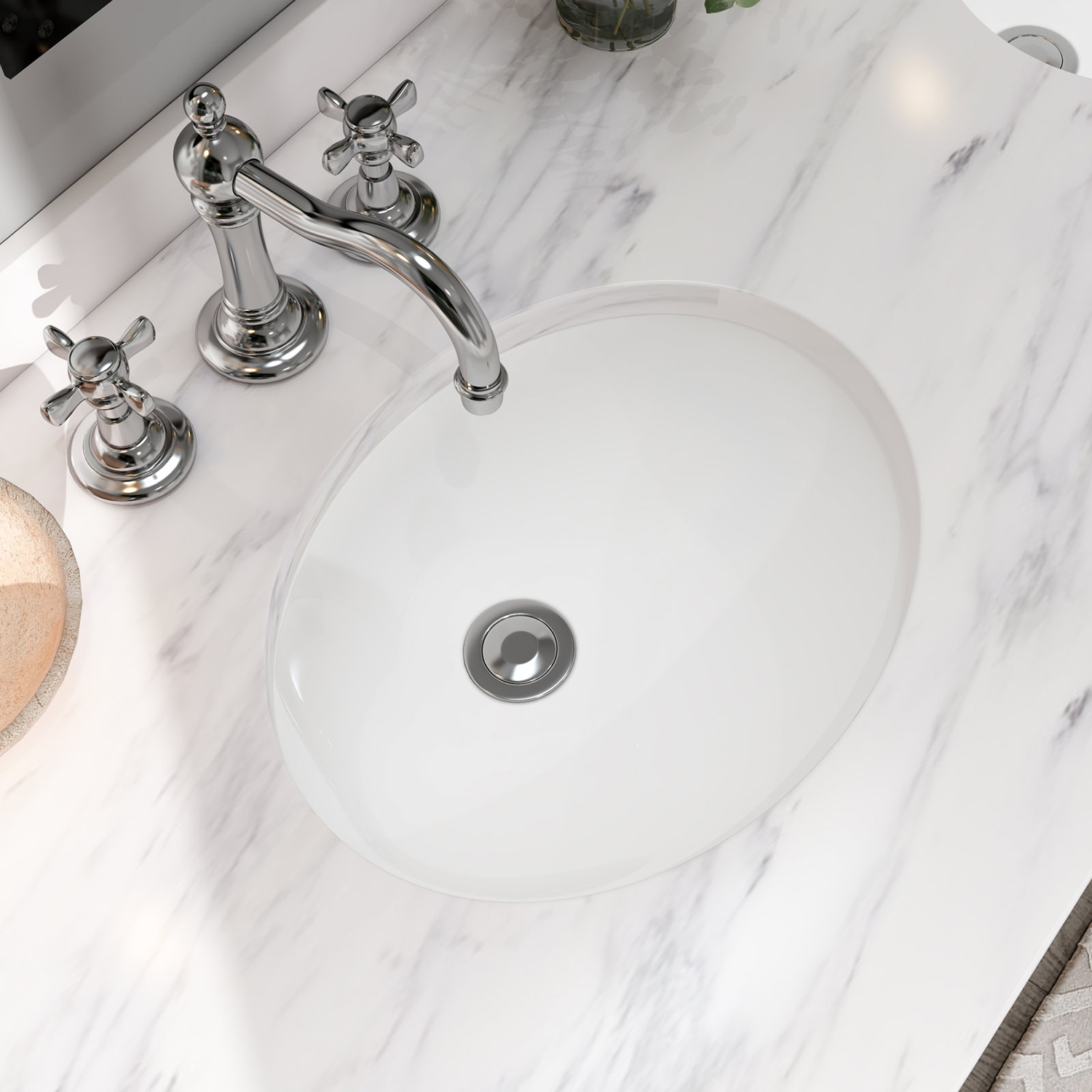 Lavabo da bagno sottopiano ovale in ceramica smaltata in porcellana smaltata