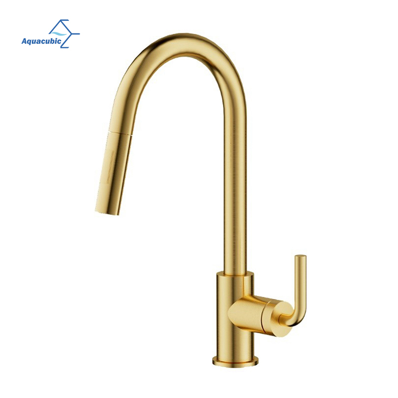 Rubinetto per lavabo a tre fori con finitura in oro spazzolato stile europeo, rubinetto con doppia maniglia, rubinetteria da bagno a tre fori in ottone