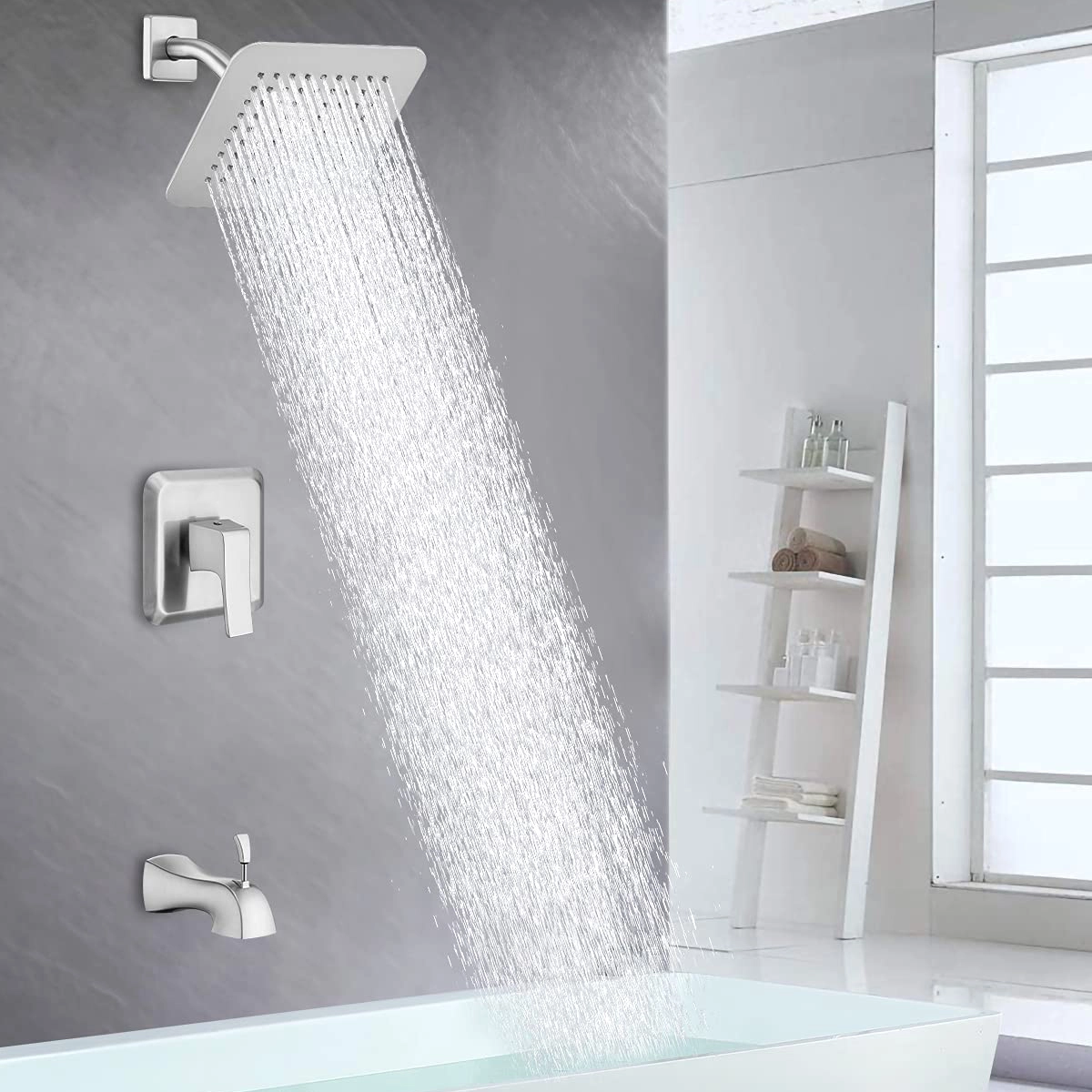 Set doccia Aquacubic da incasso in cromo lucido, montaggio a parete, sistema doccia ad alta pressione