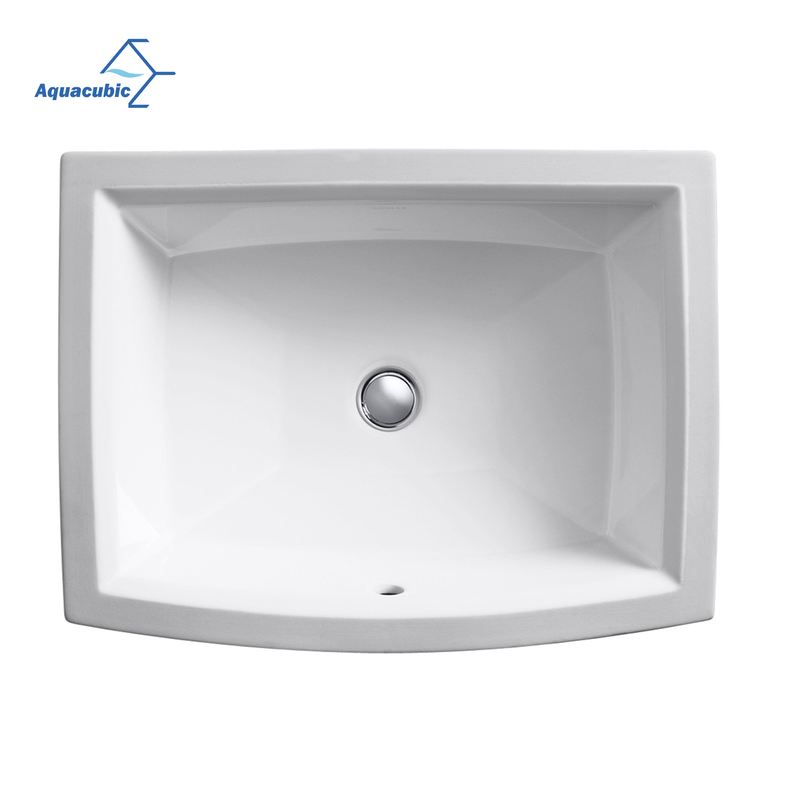 Lavandino sottopiano Aquacubic dal design moderno per la casa, bianco, rettangolare, per bagno, in ceramica, per lavaggio a mano 