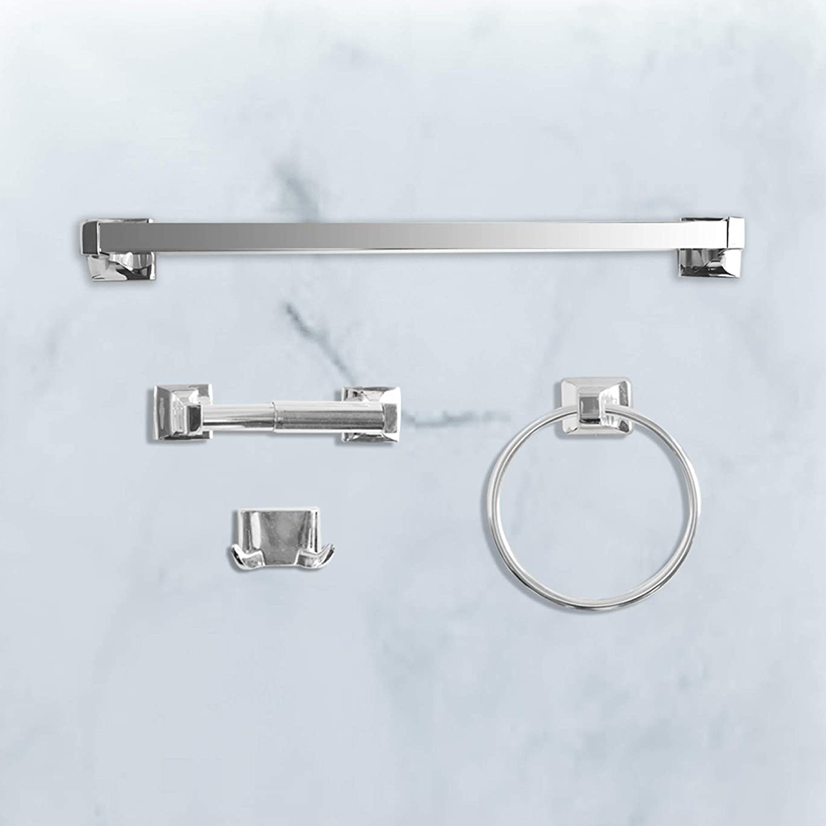 Set di accessori per il bagno da 4 pezzi in lega di zinco oro spazzolato