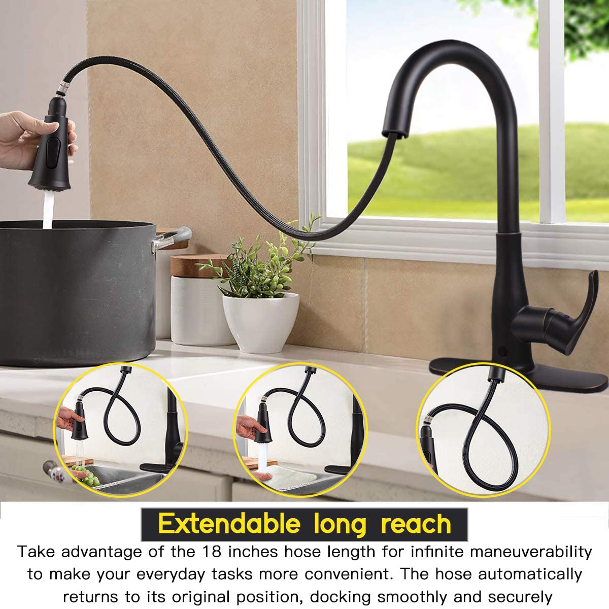 Aquacubic cUPC Rubinetti da cucina touchless Sensore di movimento Rubinetto per lavello da cucina automatico con spruzzatore a 2 funzioni