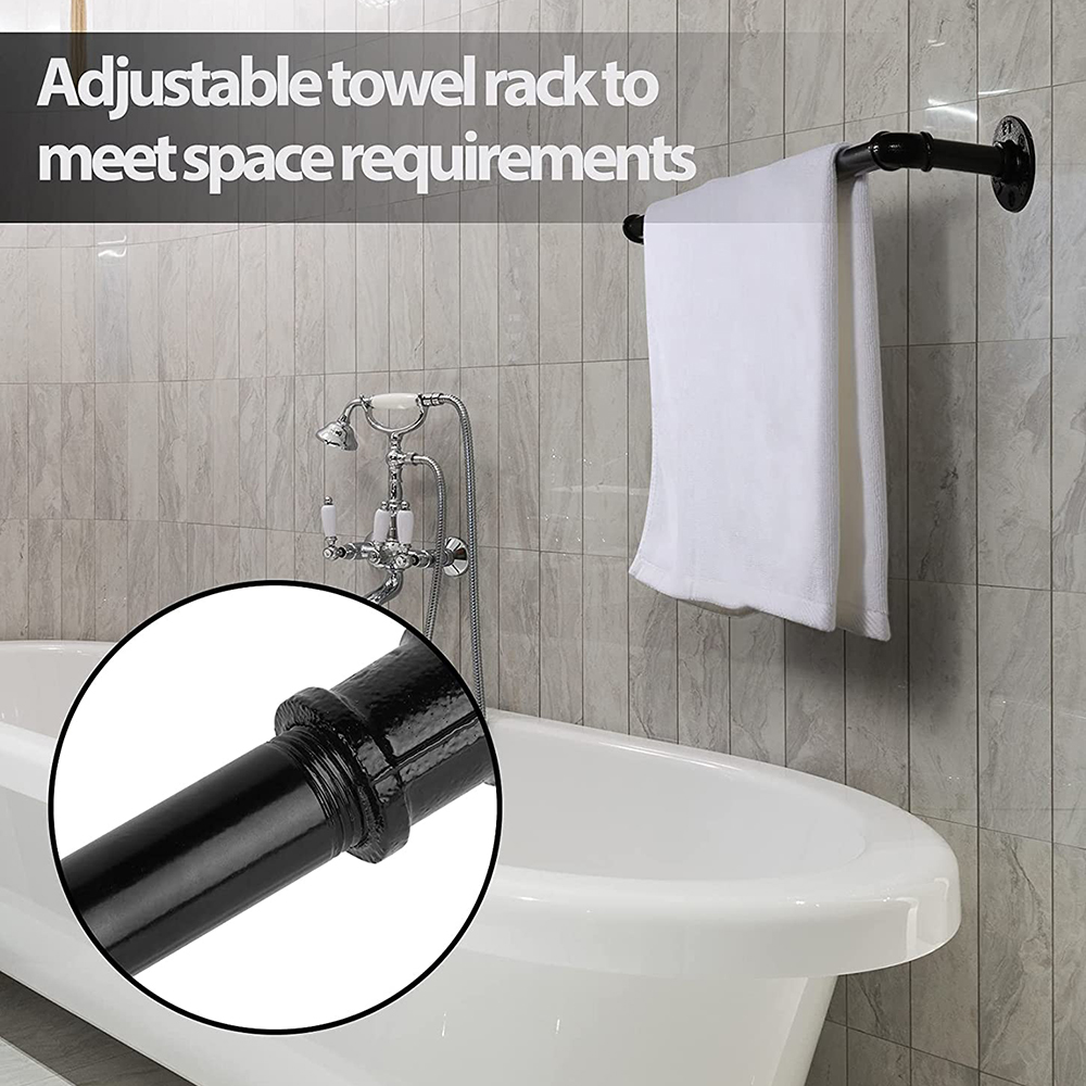 Set di accessori per il bagno con tubi industriali neri elettrolitico moderno ed elegante del kit Pipe Decor da 4 pezzi