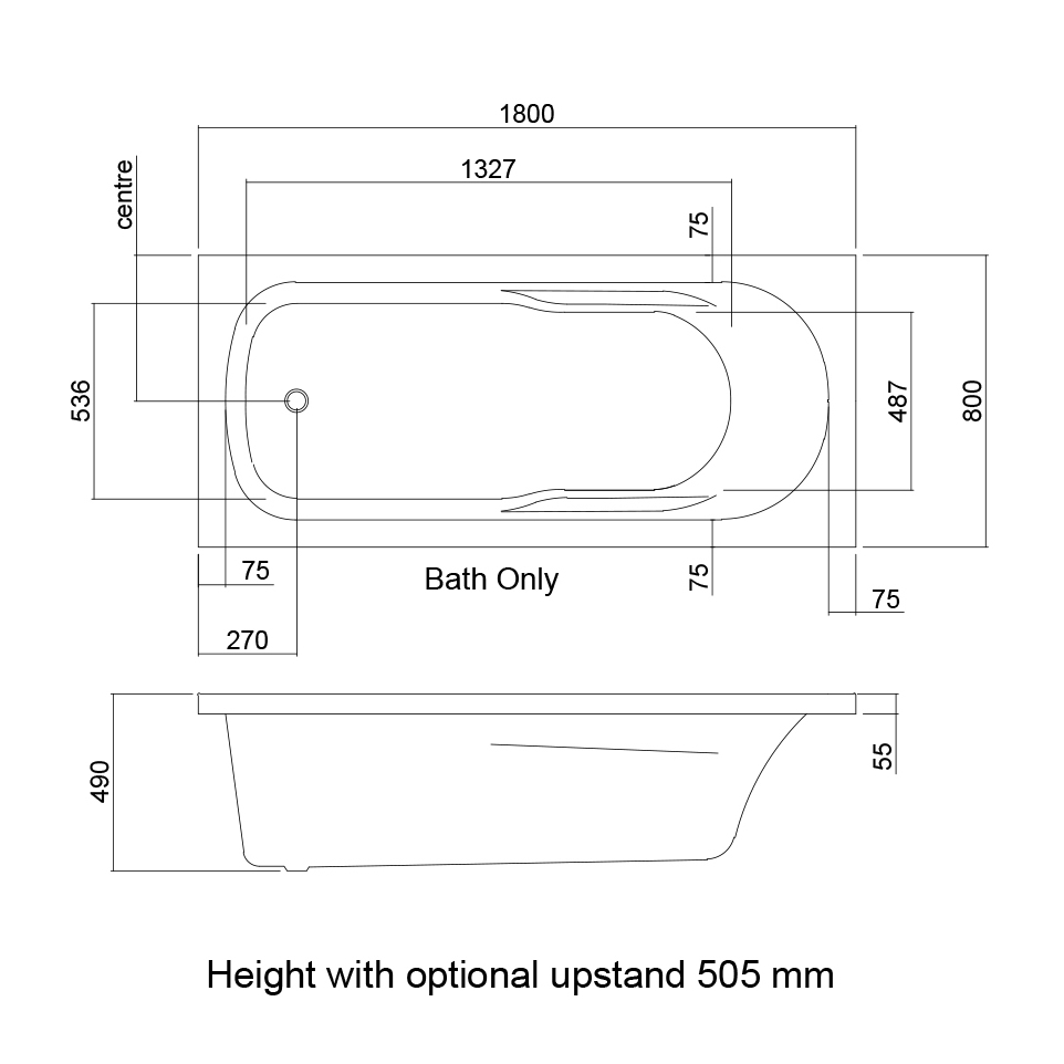 Vasca da bagno indipendente dal design contemporaneo in acrilico bianco lucido AB1808