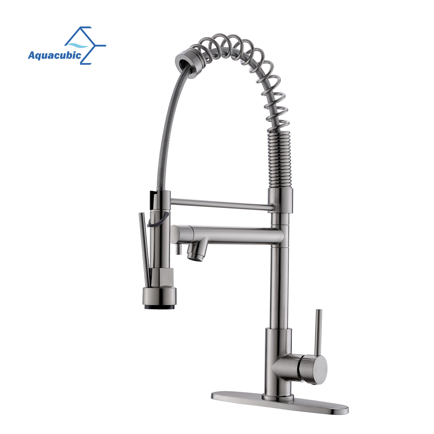 Aquacubic cUPC NSF Design moderno certificato a basso contenuto di piombo Elegante rubinetto da cucina con acqua abbassabile con collo a molla