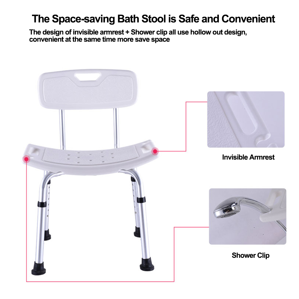 Sedile per doccia regolabile medico in alluminio Panca per sedia da bagno Sgabello per doccia con staffa