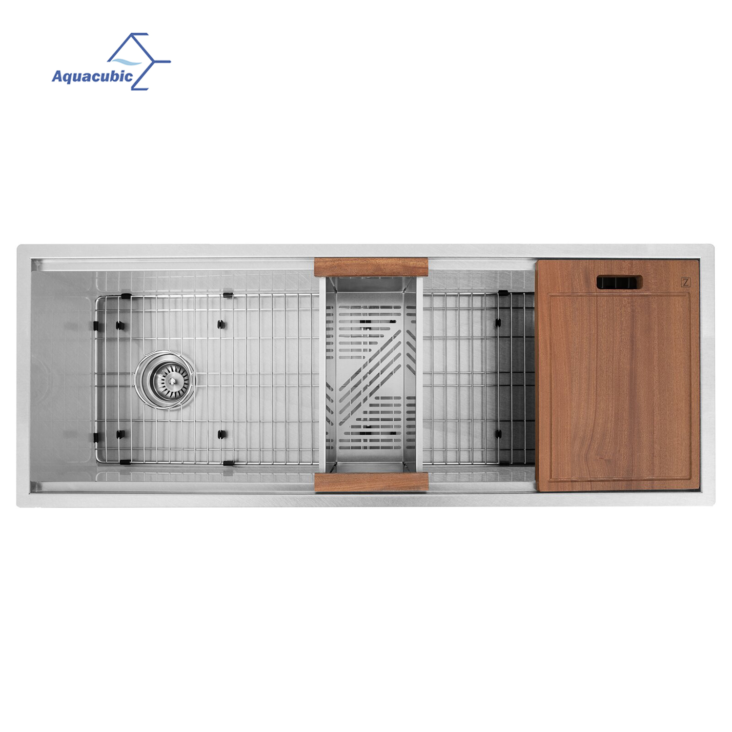 Lavelli sottotop moderni di lusso Aquacubic da 45 x 19 pollici Workstation calibro 18/16 Lavello in acciaio inossidabile 304 con workstation a sporgenza