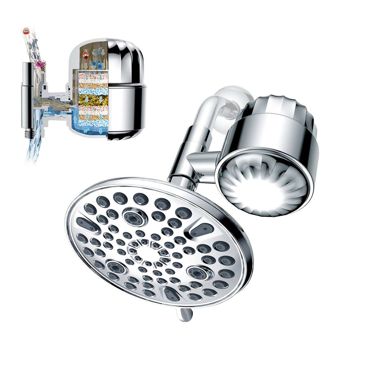 Set di spruzzatura per soffione doccia con addolcitore d'acqua a 9 funzioni filtrato ad alta pressione dal produttore moderno