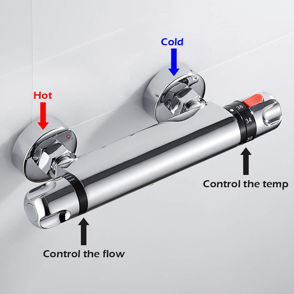 Rubinetto miscelatore termostatico per doccia acqua calda fredda con montaggio a parete per bagno Aquacubic