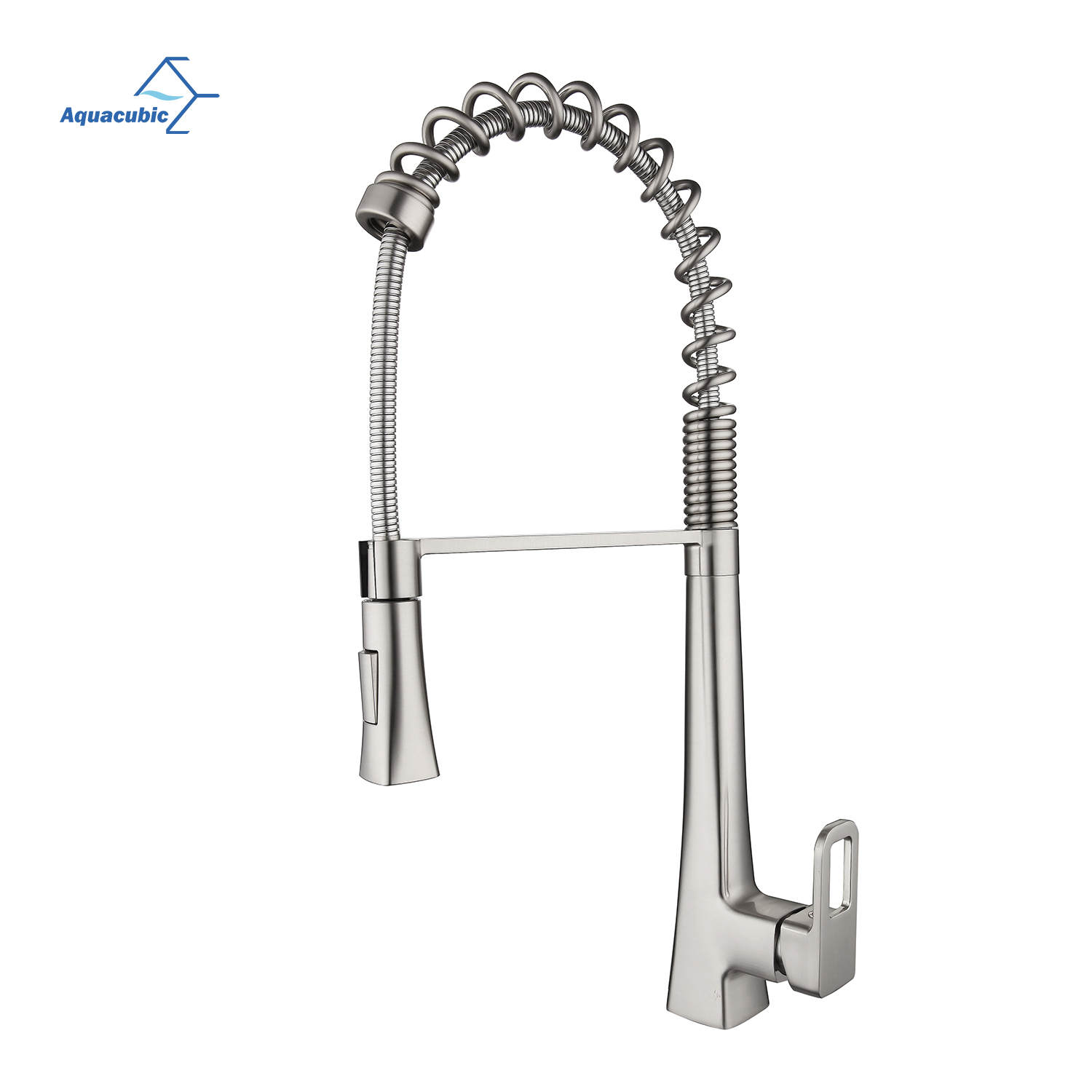 Aquacubic cUPC NSF Design moderno certificato a basso contenuto di piombo Elegante rubinetto da cucina con acqua abbassabile con collo a molla