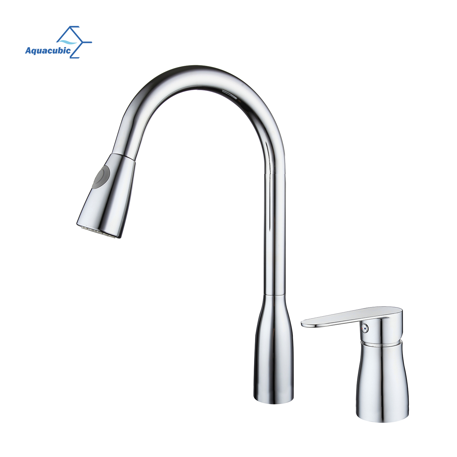 Rubinetto da cucina estraibile per lavabo moderno lucido Aquacubic Unique cUPC CEC