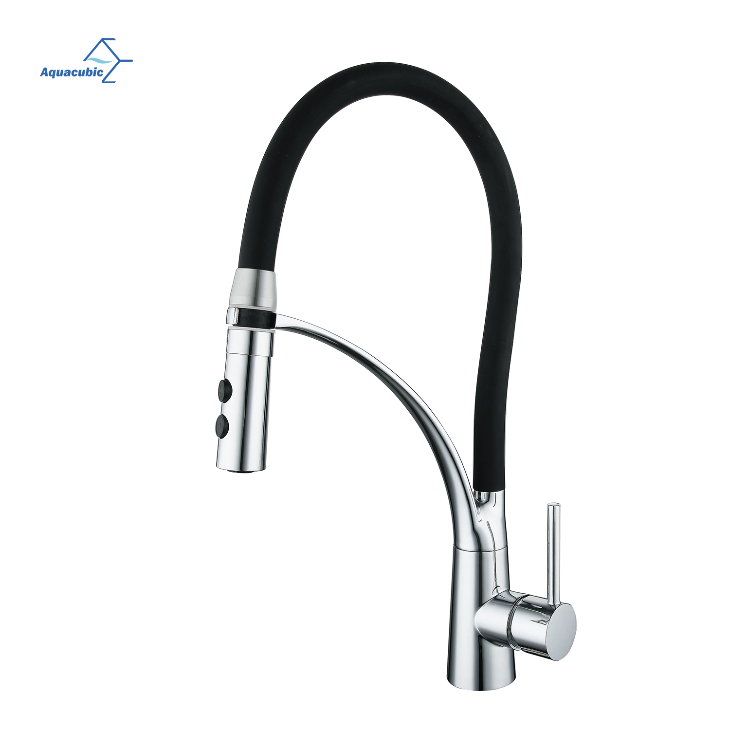 Rubinetto da cucina estraibile per lavabo moderno lucido Aquacubic Unique cUPC CEC