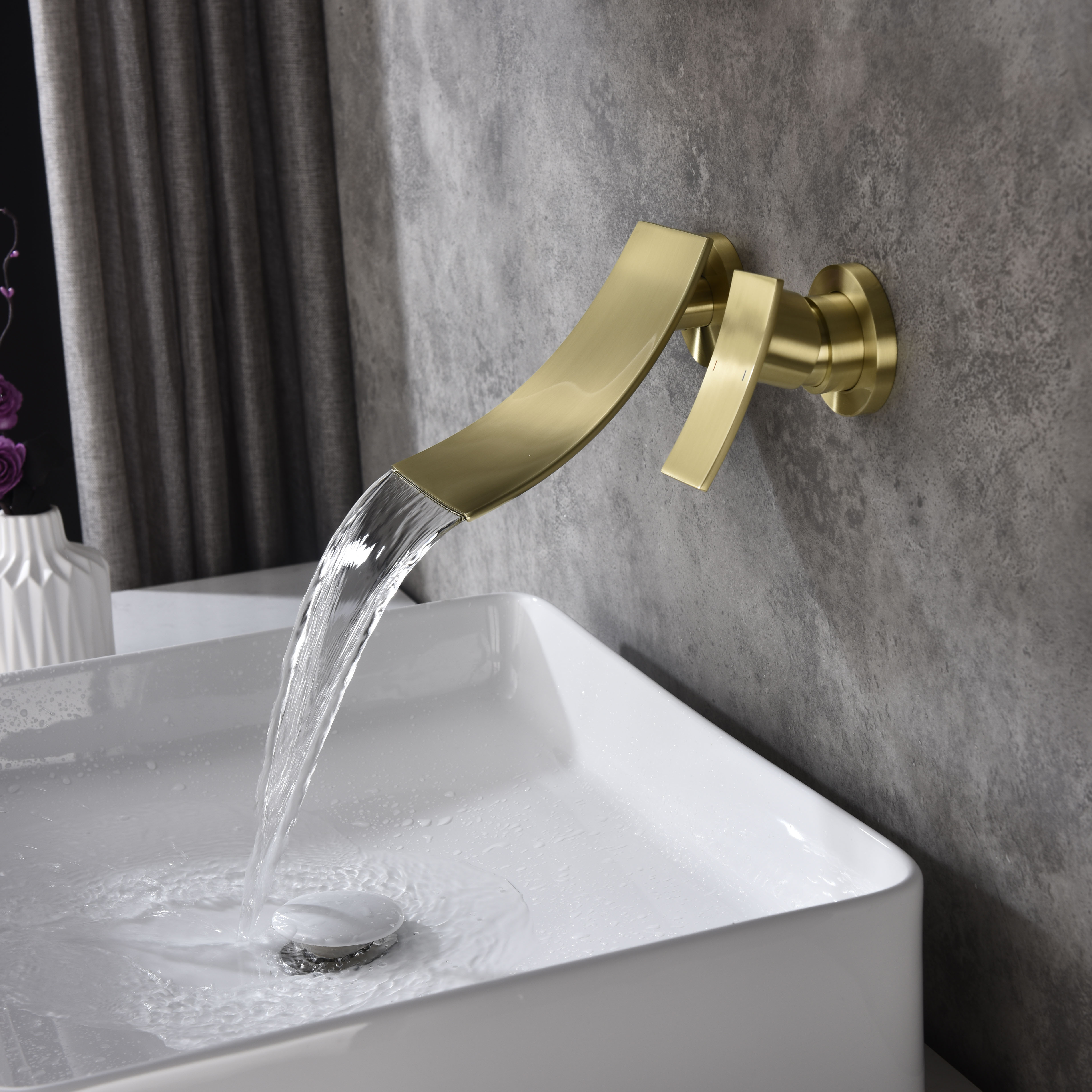 Rubinetto per vasca Aquacubic Cascata a parete Eccellente rubinetto per bagno monoforo Vasca da bagno Lavabo Lavandino Rubinetto miscelatore