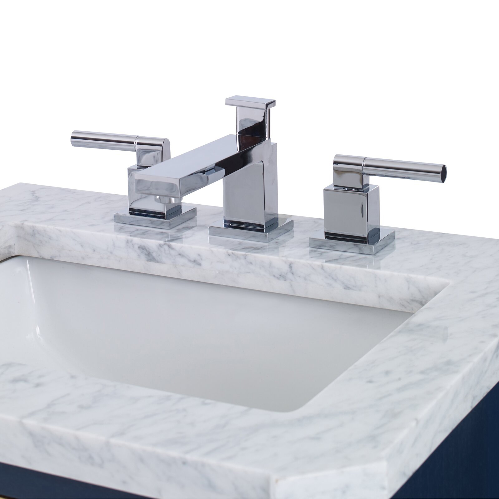 Rubinetto per lavabo da bagno cromato diffuso in ottone senza piombo a 3 fori contemporaneo Aquacubic